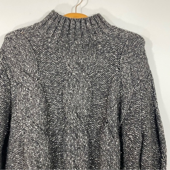 Banana Republic Oversized Cozy Yak Fur Blend Gray Cable Knit Mock Neck Sweater - Picture 2 of 8